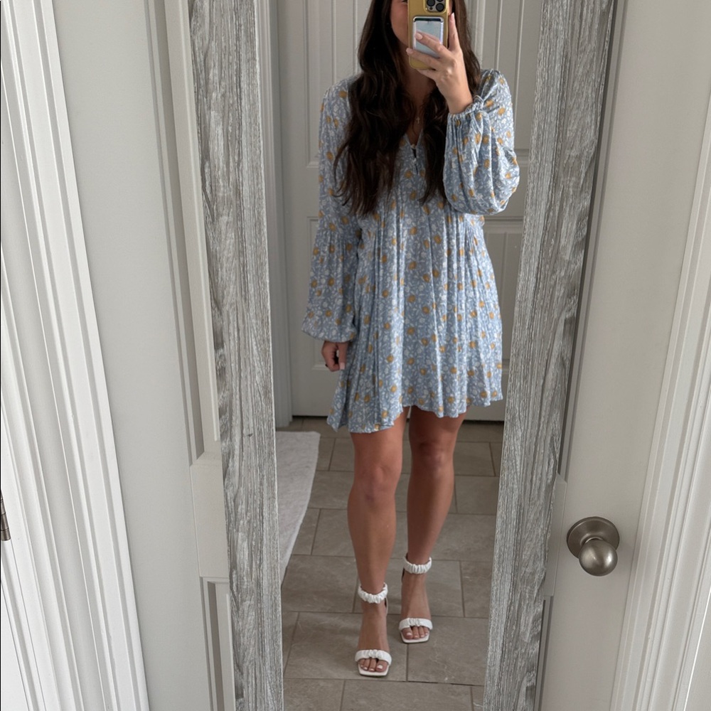 Olivaceous Floral Blouse in Blue and Yellow